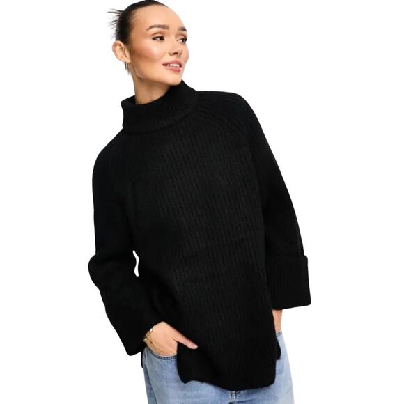 NWT ASOS Design Women’s Black Oversized Chunky Knit Sweater Small - Picture 1 of 6